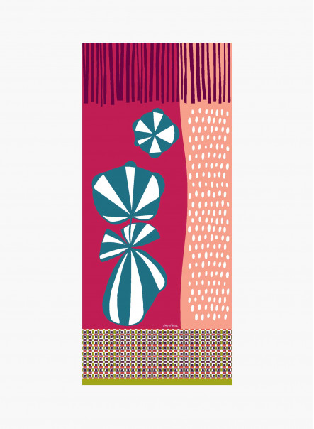 Maxi Schal aus Baumwolle mit fuchsia-roten abstrakten Muster
