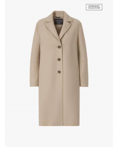 Three botton beige boiled wool overcoat