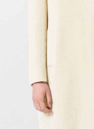 White wool and alpaca coat with inverted notch collar