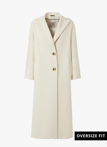 Maxi Oversized Mantel aus reiner Wolle in Weiß