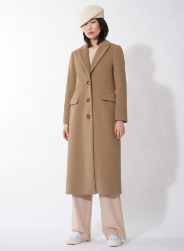 Maxi light camel wool and cashmere masculine coat