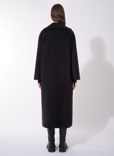 Oversized black pure wool maxi coat