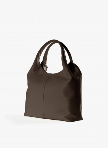 Maxi brown genuine leather shoulder bag