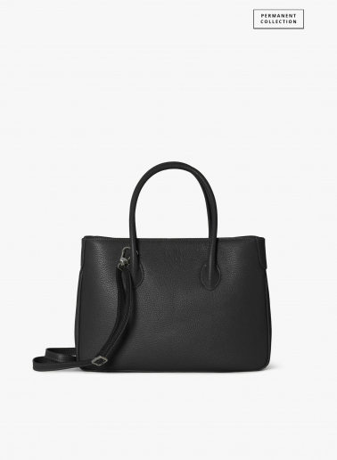 Leder-Tote Bag in Schwarz