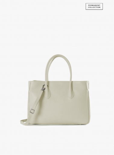 Leder-Tote Bag in Wollweiß