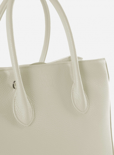 Leder-Tote Bag in Wollweiß