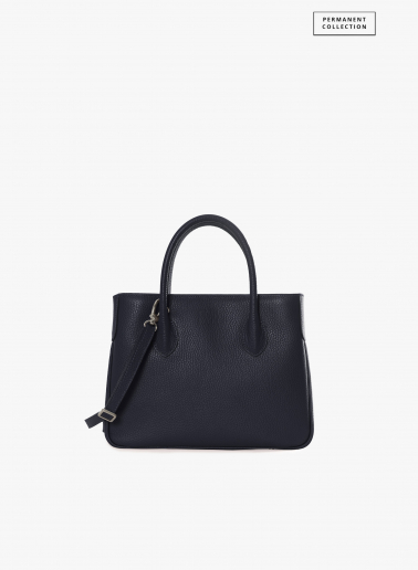 Small blue genuine leather tote bag