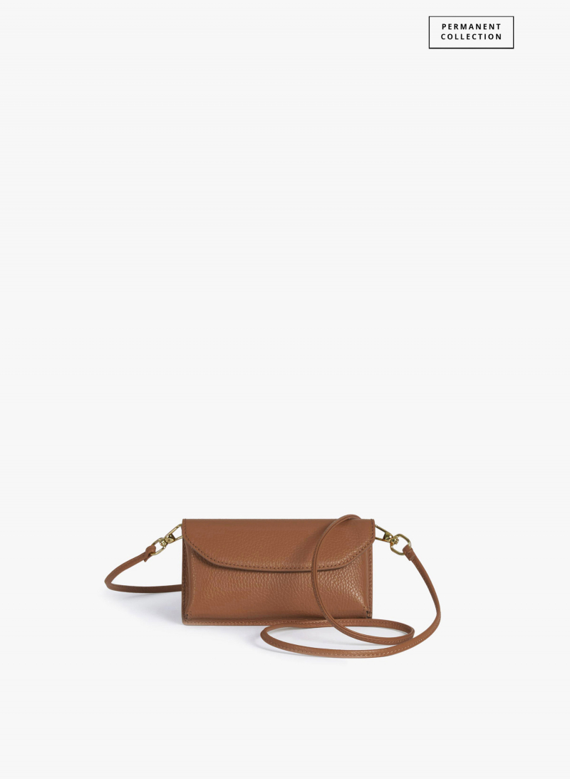 Tobacco color genuine leather phone bag