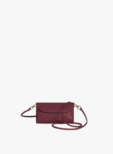 Burgundy genuine leather phone bag