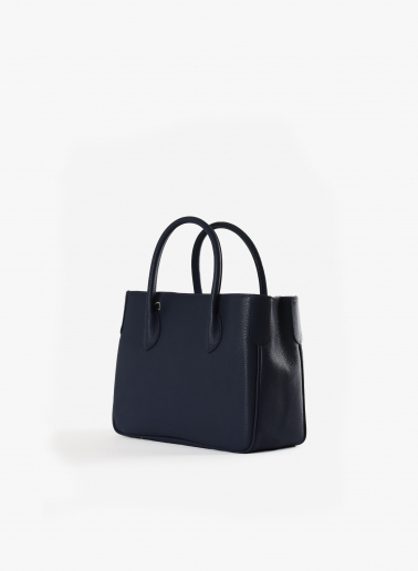 Kleine Leder-Tote Bag in Blau