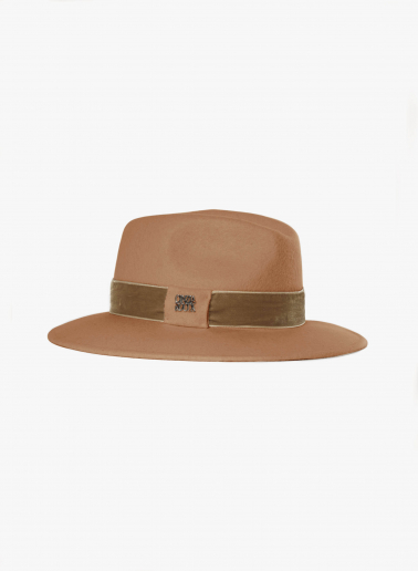 Camel wool felt fedora hat