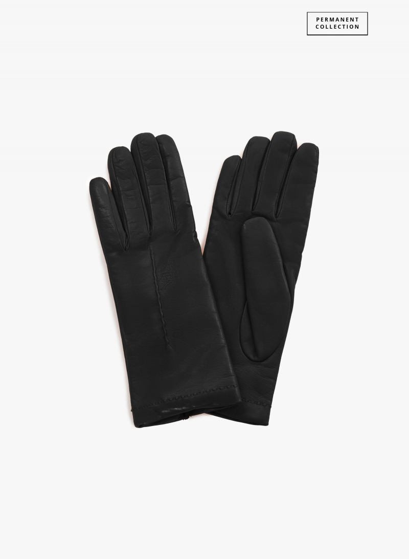 Handschuhe mit Naht aus Nappaleder in Schwarz