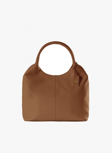 Maxi borsa a spalla in pelle color tabacco