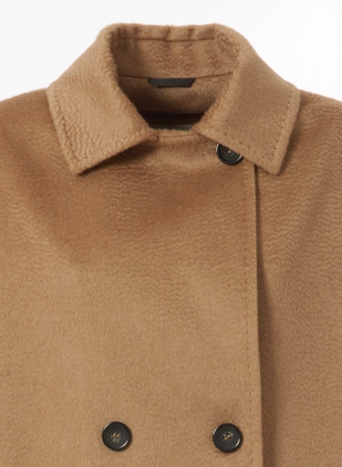 Camel pure camel wool cape with knitted inserts