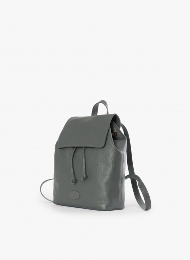 Zaino con tassello e logo in pelle grigio