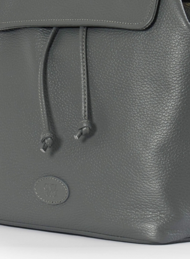 Zaino con tassello e logo in pelle grigio