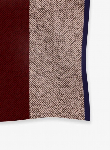 Pink pure silk twill scarf with herringbone pattern