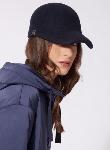 Cappello baseball blu in feltro di lana