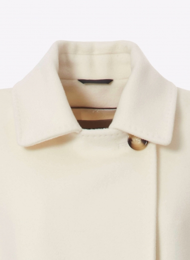 Maxi trench bianco in pura lana con cintura