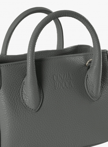 Borsa Tote mini in pelle grigia