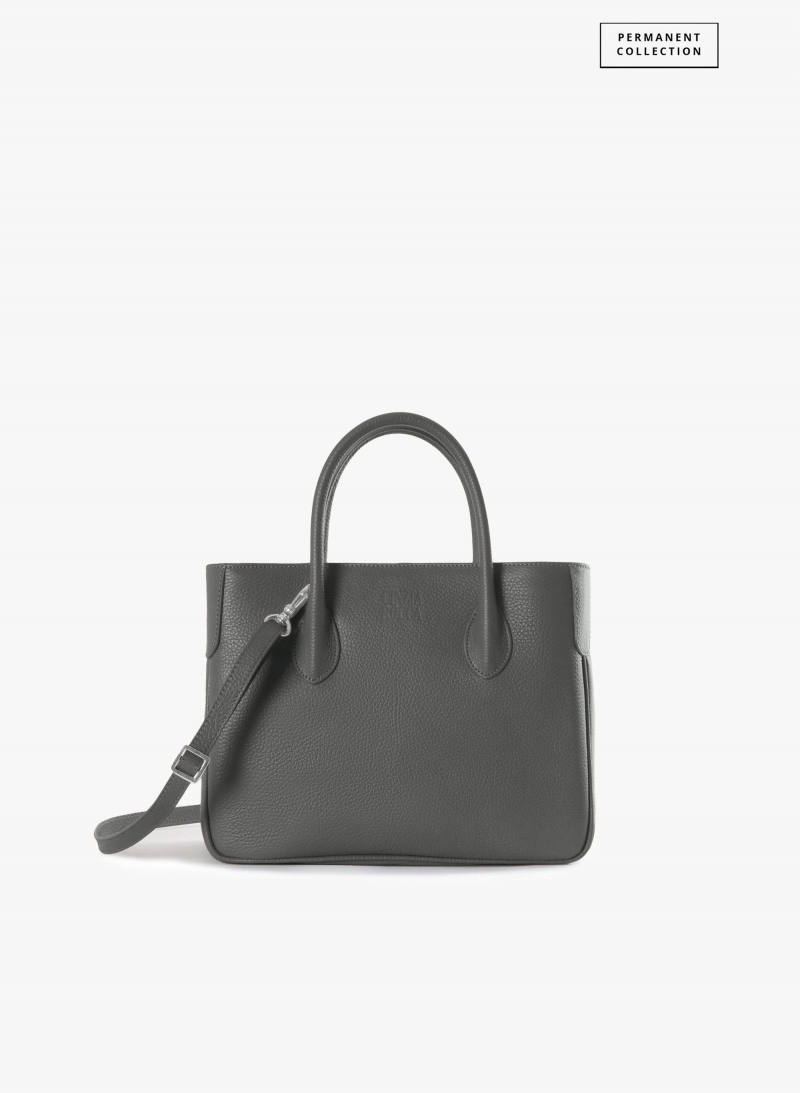 Borsa Tote piccola in pelle grigio