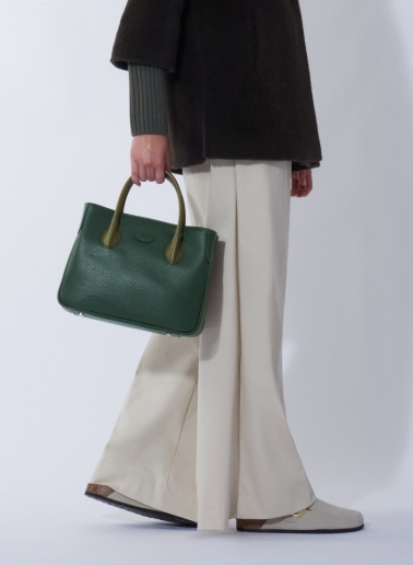 Borsa Tote piccola in pelle bicolore verde militare