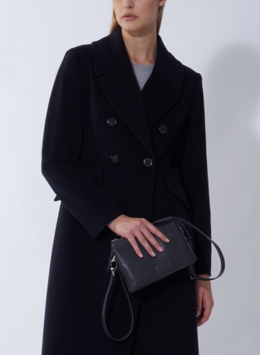 Borsa a tracolla con tre scomparti in pelle blu