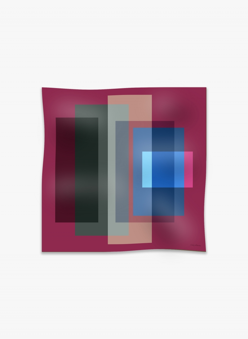 Maxi foulard in pura seta con fantasia geometrica rosa