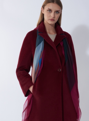 Maxi foulard in pura seta con fantasia geometrica rosa