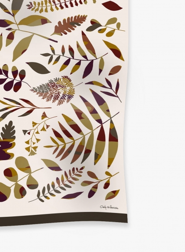 Sciarpa in lana con foglie stilizzate beige