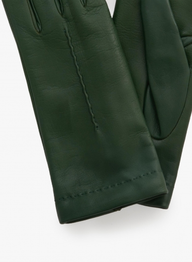 Green nappa leather gloves with top stitch