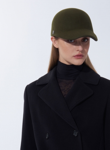 Cappello baseball verde militare in feltro di lana