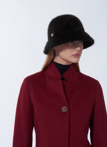 Cappello cloche nero in lana effetto pelliccia