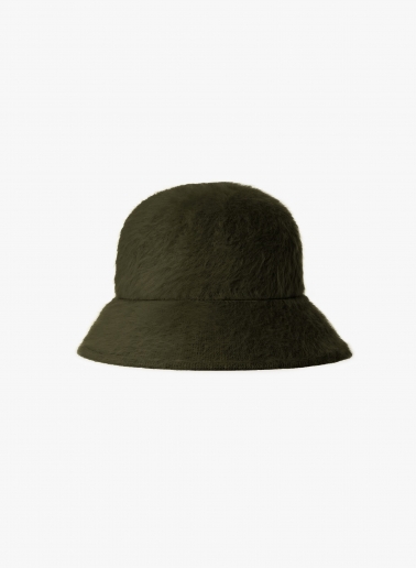 Cappello cloche verde militare in lana effetto pelliccia