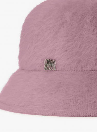 Pink wool cloche hat with fur effect