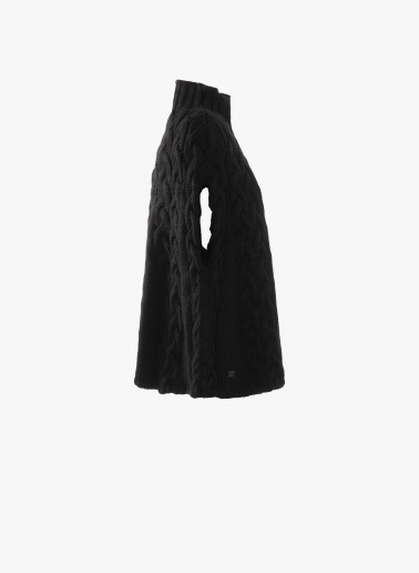 Black braided knit cape