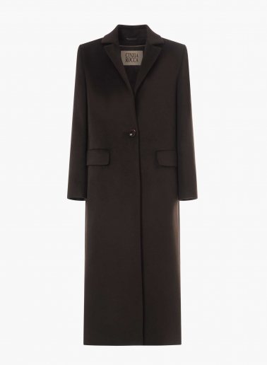 Maxi cappotto marrone a uomo in pura seta