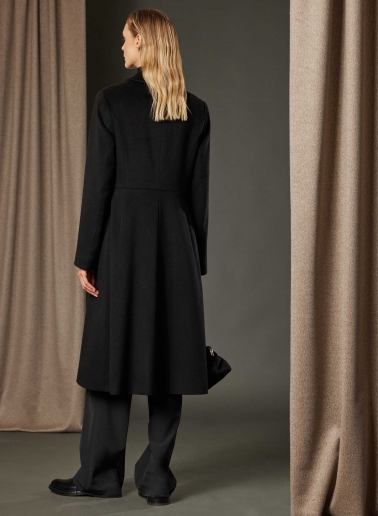 Long single breasted black pure silk frock coat