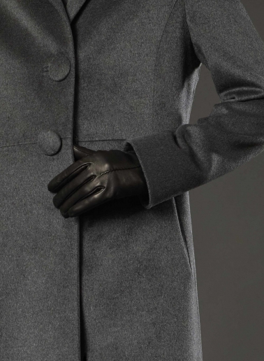 Cappotto redingote lungo grigio monopetto in pura seta