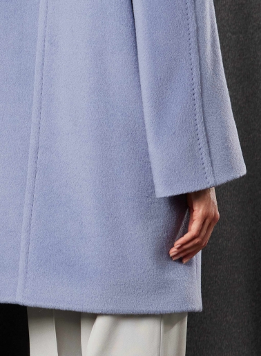 Cappotto azzurro viola doppio petto in alpaca e lana