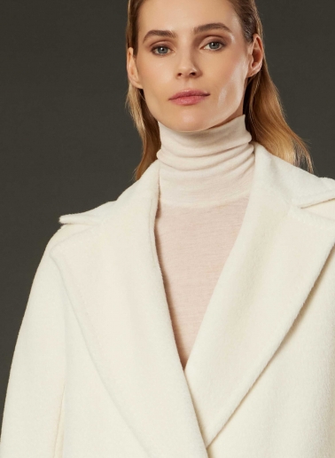 Cappotto bianco doppio petto in alpaca e lana