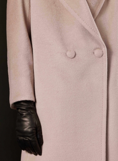 Cappotto rosa doppio petto in alpaca e lana