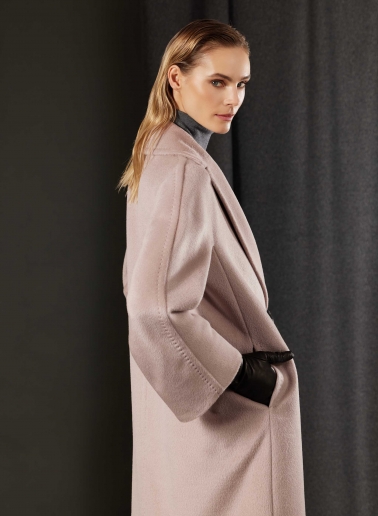 Cappotto rosa doppio petto in alpaca e lana