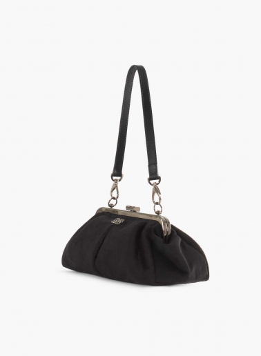 Borsa clutch in pura seta nera