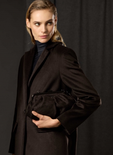 Brown clutch bag in pure silk