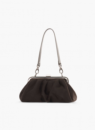 Borsa clutch in pura seta marrone