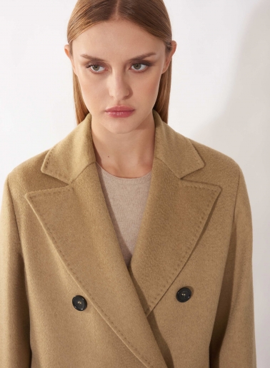Cappotto lungo cammello doppio petto 6 bottoni in lana di cammello