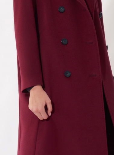 Maxi cappotto bordeaux doppio petto 6 bottoni in pura lana zibeline