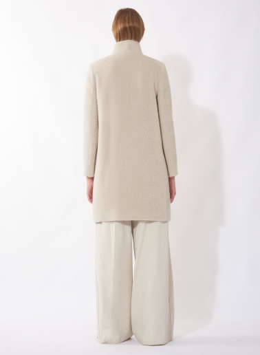 Beige wool and alpaca coat with inverted notch collar