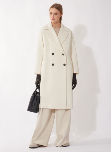 Cappotto bianco doppio petto oversize in pura lana